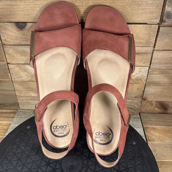 ABEO Womens Size US 10 Ruby Neutral Red - Mid Heel Comfort Strappy Sandals - Picture 5 of 10